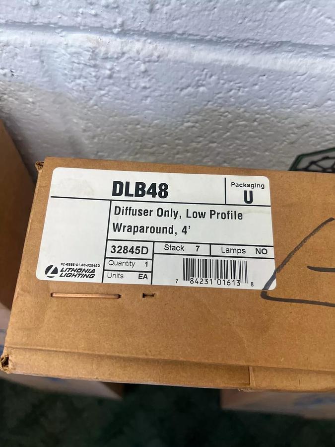 Used Lithonia Lighting DLB48 Diffuser Only, Low Profile Wrap Around, 4' - Lot of 5