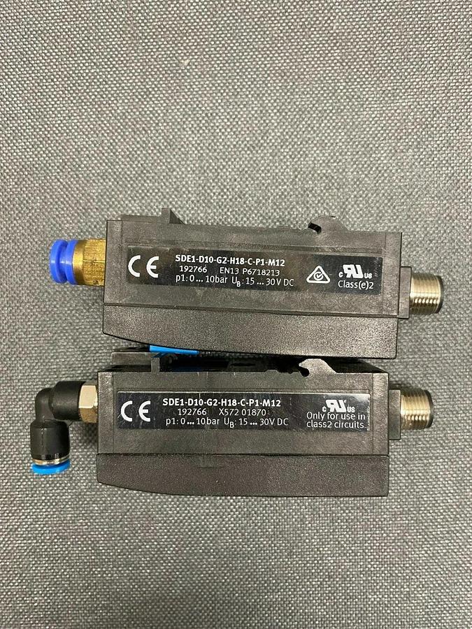 Used Festo SDE1-D10-G2-H18-CCP1-M12 Pressure Sensor, Lot of 2