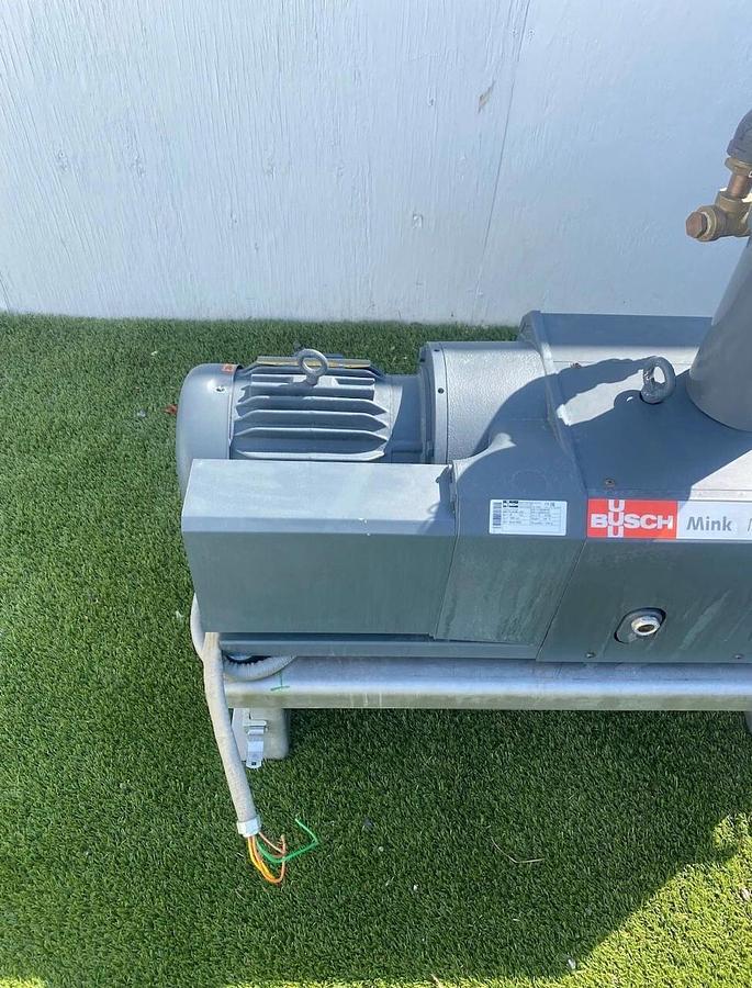 Used Busch Mink MM 1144 B V06 11XX Dry Claw Vacuum Pump, 3HP Baldor SuperE Motor