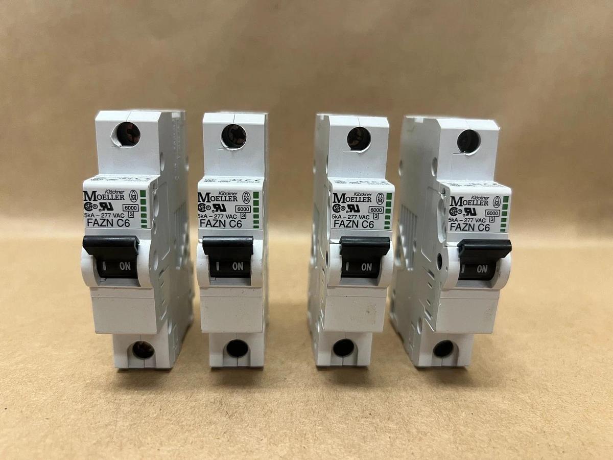 Used Moeller FAZN C6 Circuit Breaker - Lot of 4