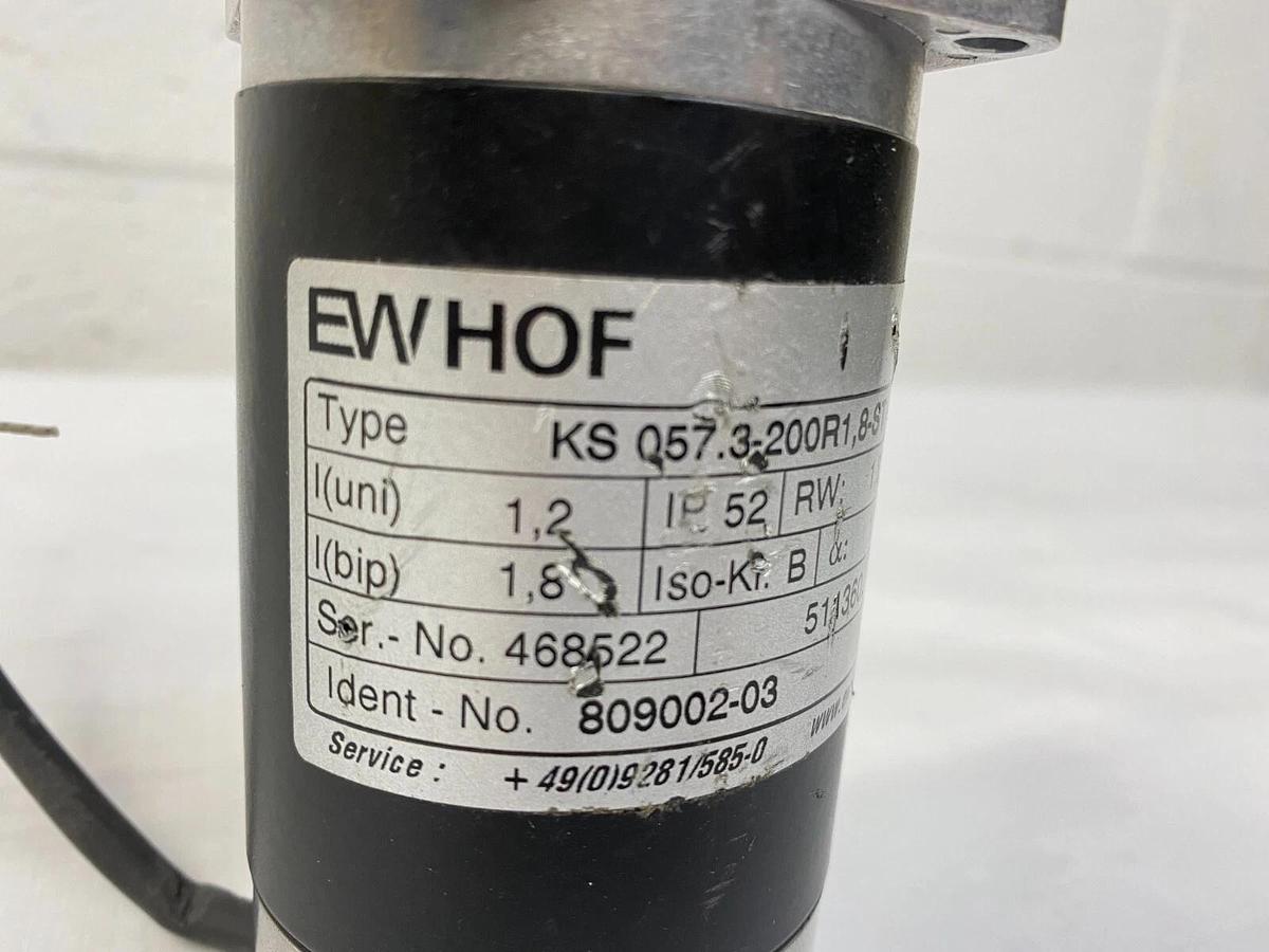 Used EWHOF KS057.3-200R1, 8-ST Identity- No. 809002-03 Synchronous Servo Motor
