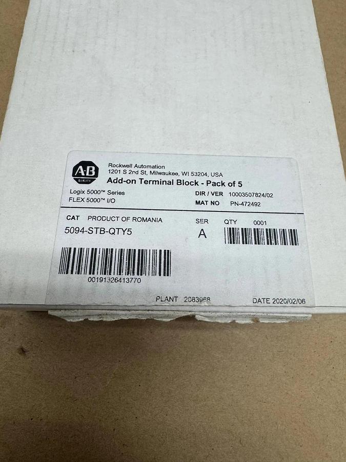 Used Allen Bradley 5094-STB-QTY5 Ser A Add On Terminal Block, 5-Pack *NEW*