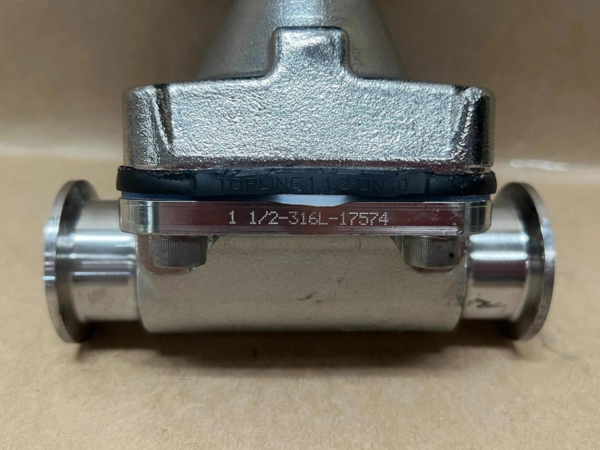 Used Topline 17574 (DN40) 1-1/2", 316L, CWP 150 Sanitary Tri-Clamp Diaphragm Valve