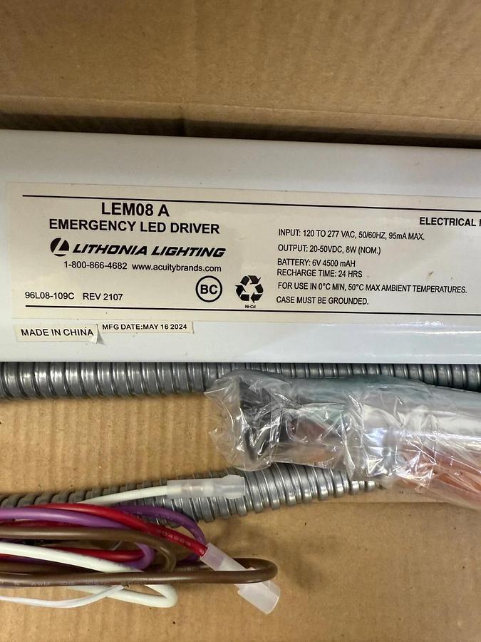 Lithonia Lighting LEM08 A , LED 8W Emergency Driver, Dual Flexible Conduit