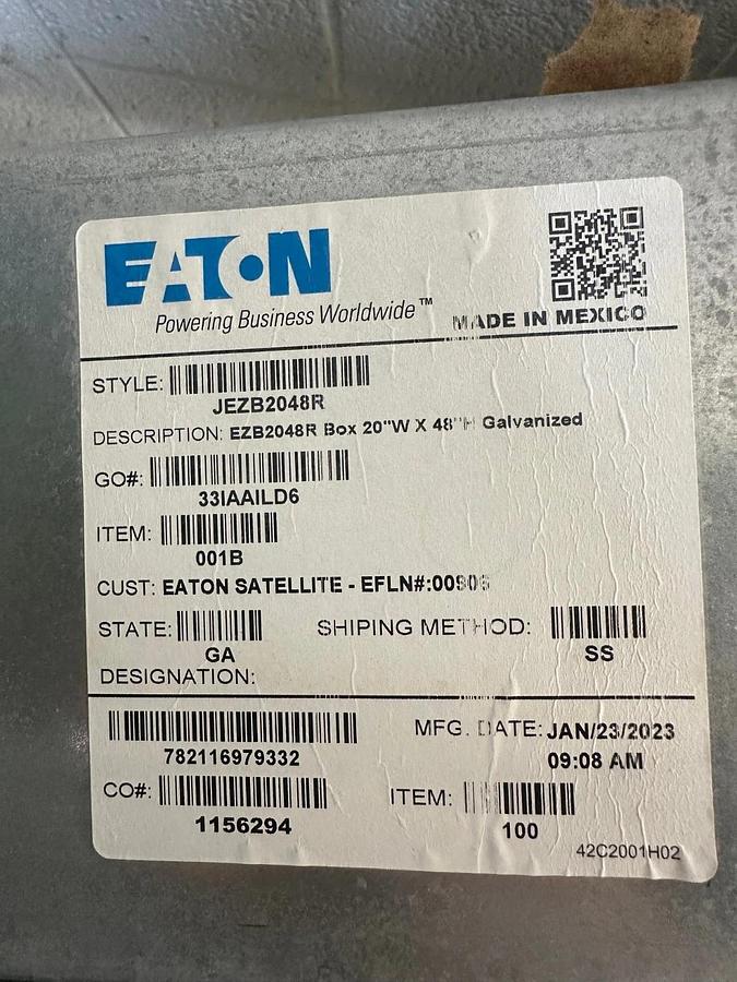 Used Eaton POW-R Line PRL1X Panel Board w/ Eaton HFD 65K 150A Main Breaker