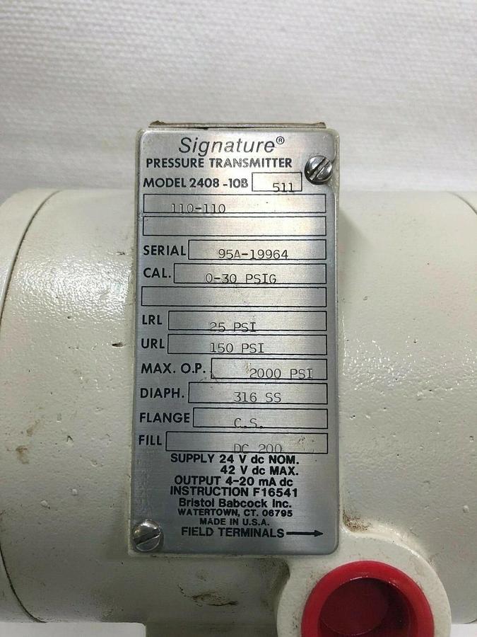 Used Bristol Babcock Signature Pressure Transmitter 2408-10B-511