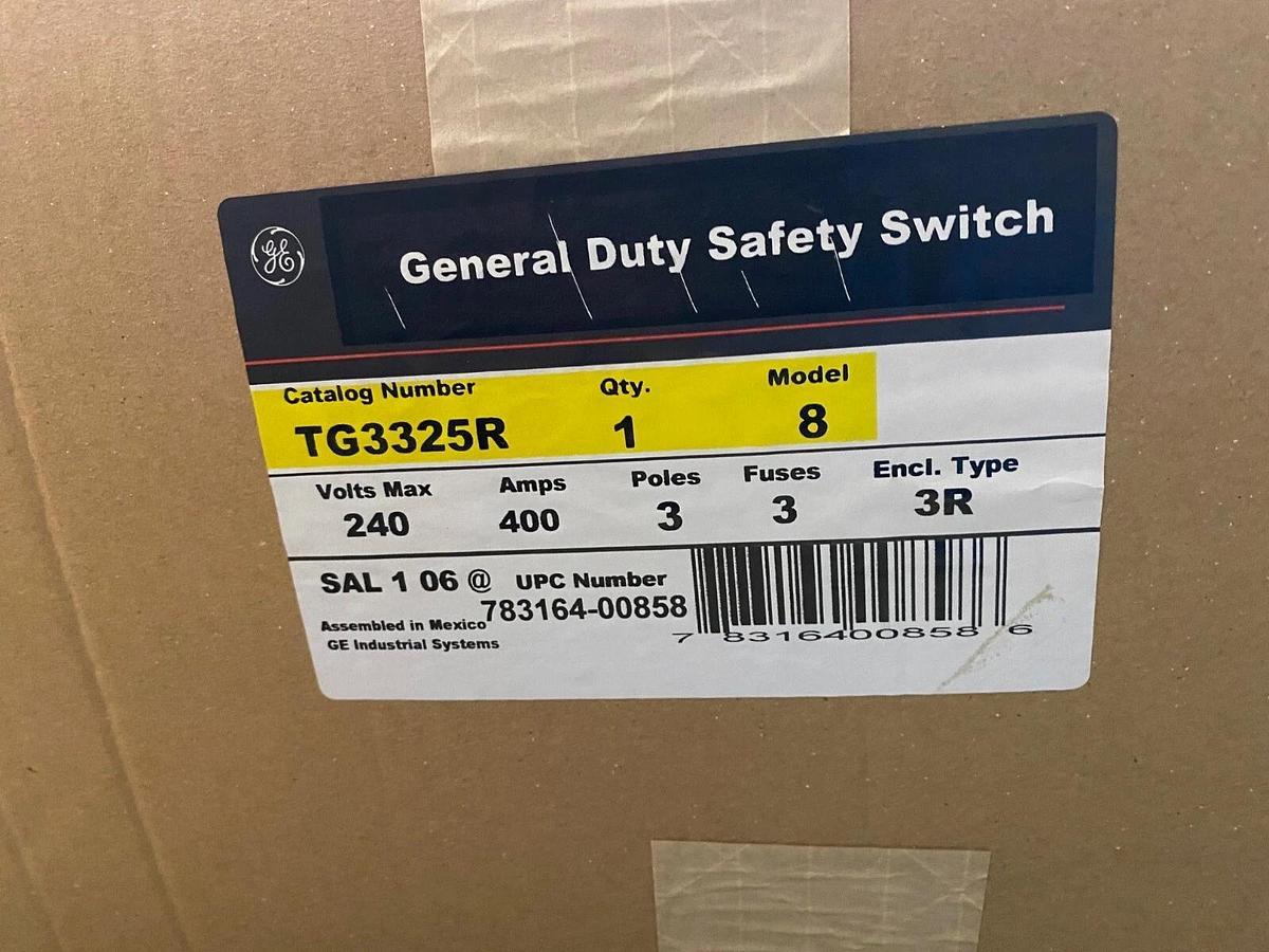 General Electric TG3325R General Duty Safety Switch Model 8, 400A, Max Volt 240