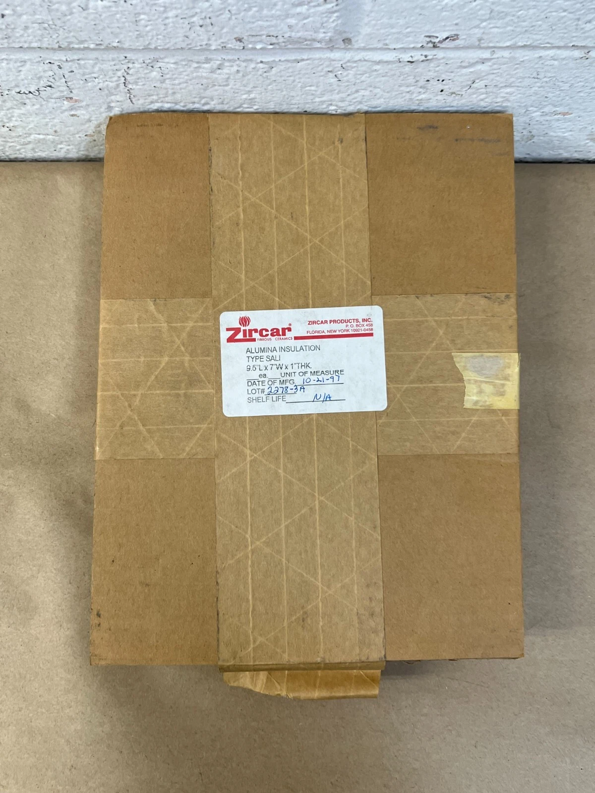 Zircar Ceramics Alumina Type SALI 7.00” W x 9.50” L x 1.00” T