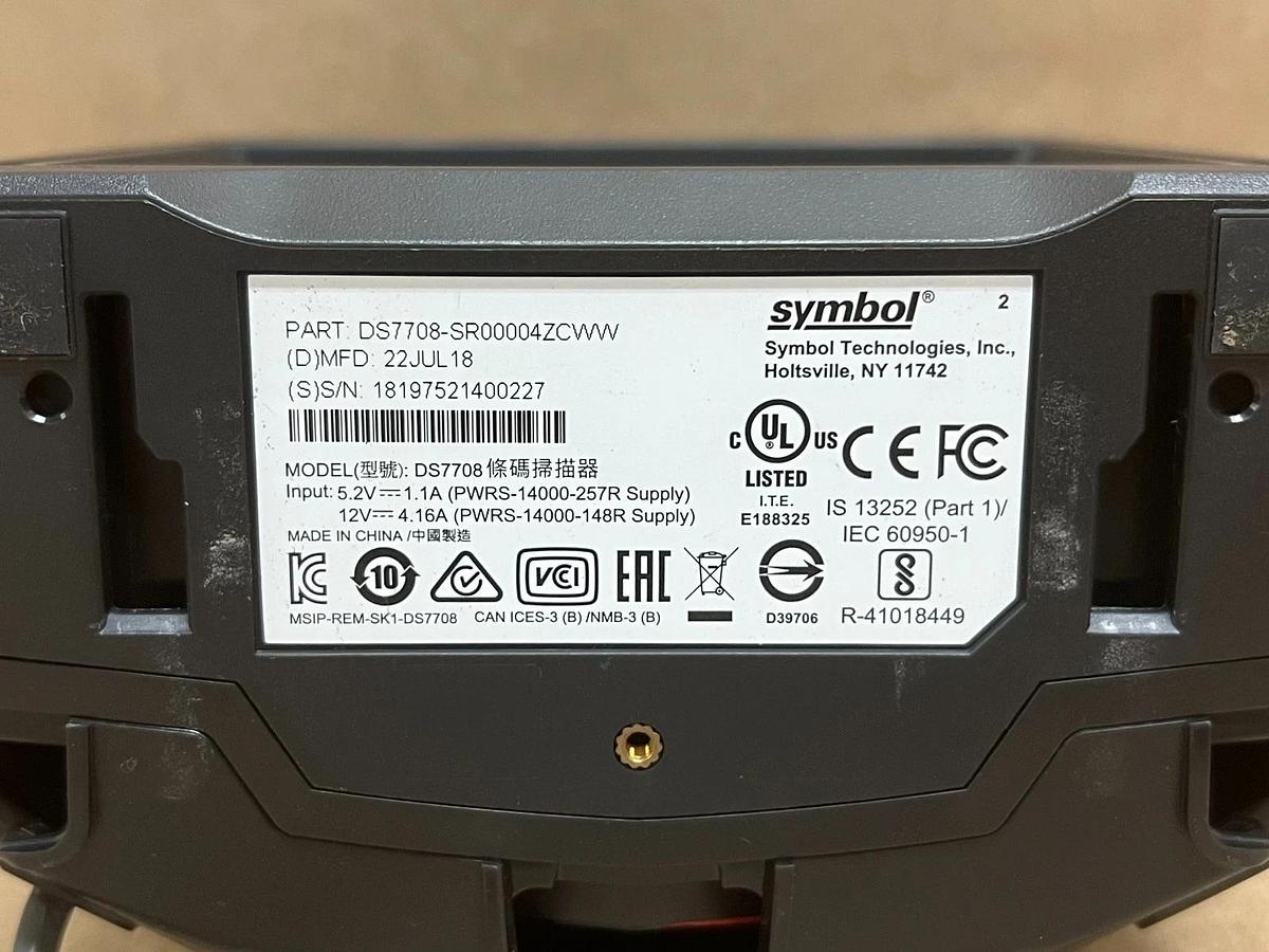 Used Symbol DS7708-SR00004ZCWW Hands-Free 2D Barcode Scanner