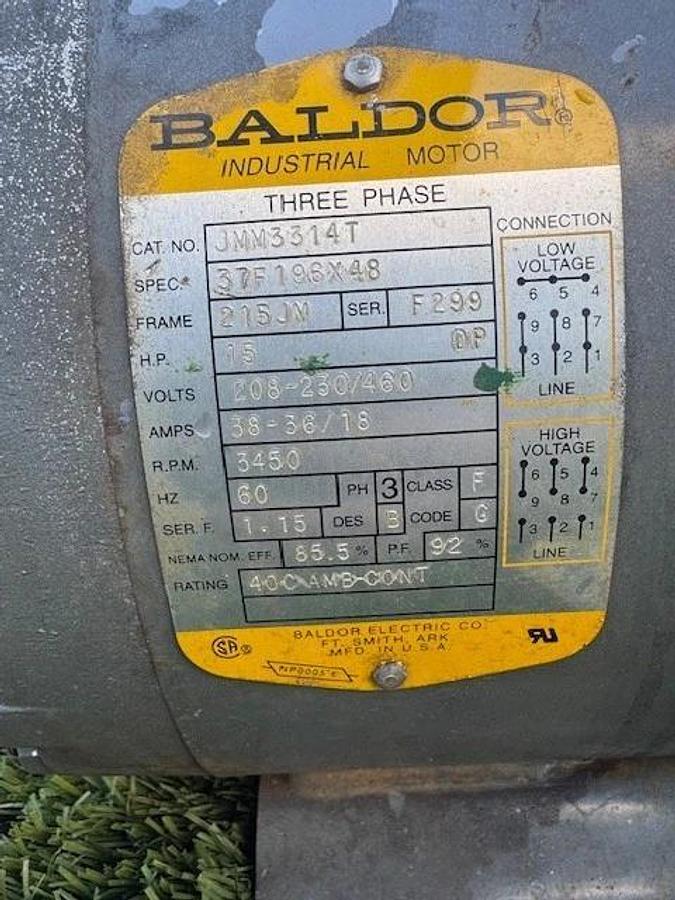 Used Goulds 3656 (Size 3x4-7) Pump, 6BF1M2B0, Baldor JMM3314T, 15Hp Motor @ 3450RPM