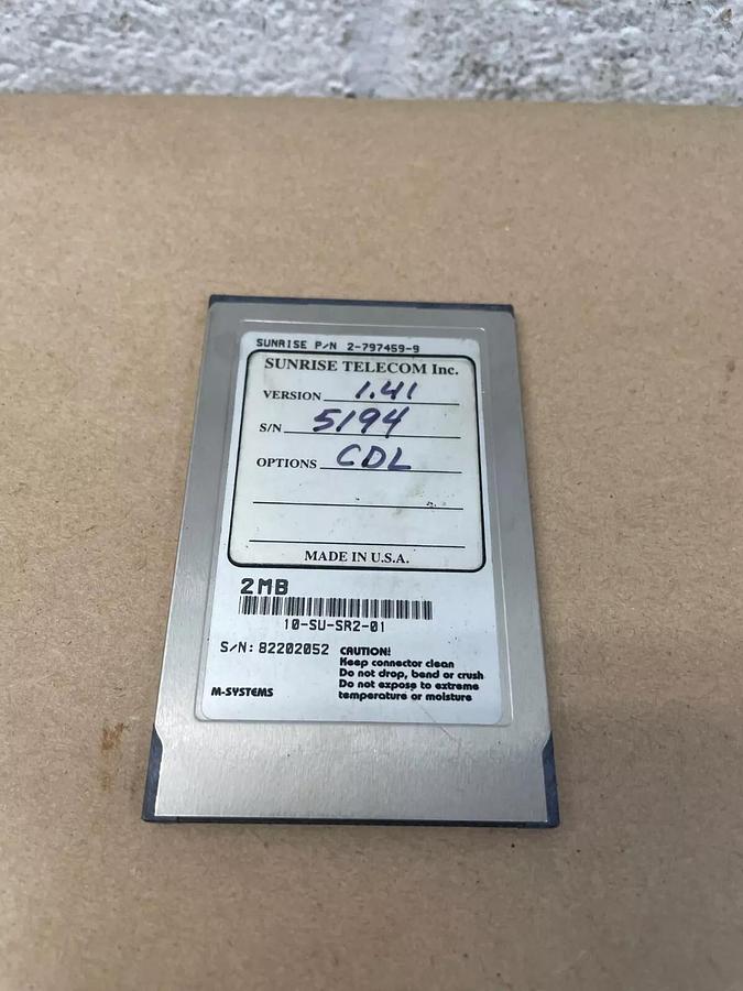 Used Sunrise Telecom 10-SU-SR2-01 Sunware 2Mb Card