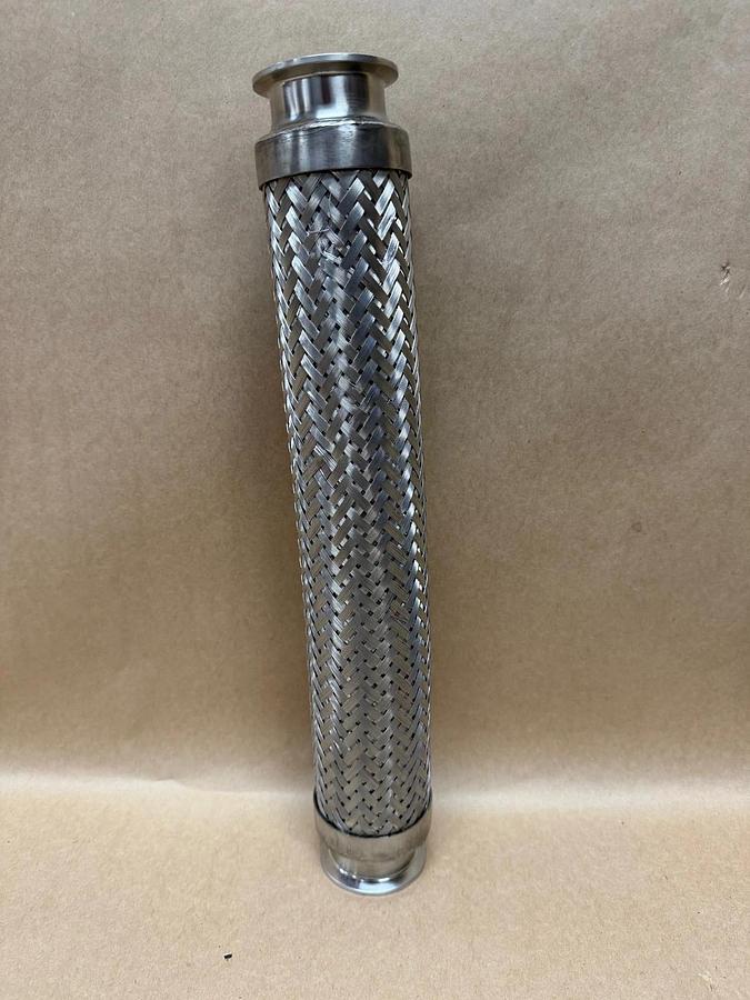 Used Sanitary Solutions SS Braided Hose 1-3/4” Dia Opening, 16-1/4” Length