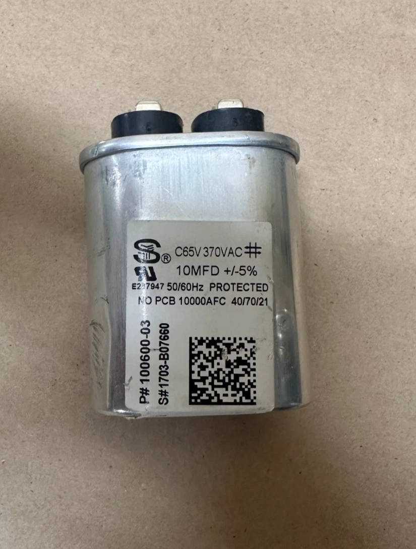 Used Lennox 100600-03 10MFD Oval Dual Capacitor