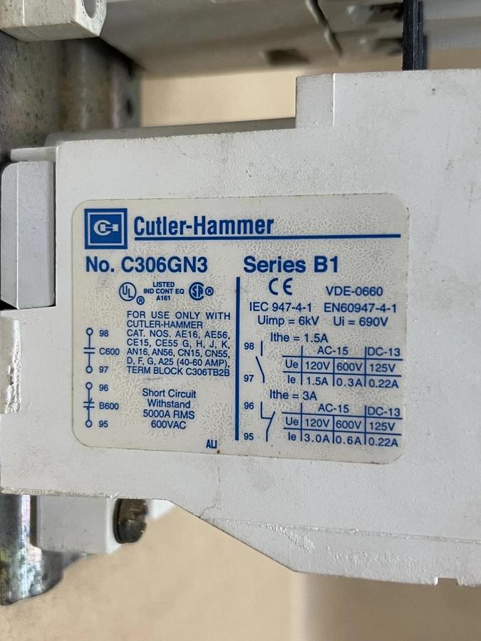Used Cutler-Hammer AN16GN0 Nema Size 2, Series B1, 45A Motor Start