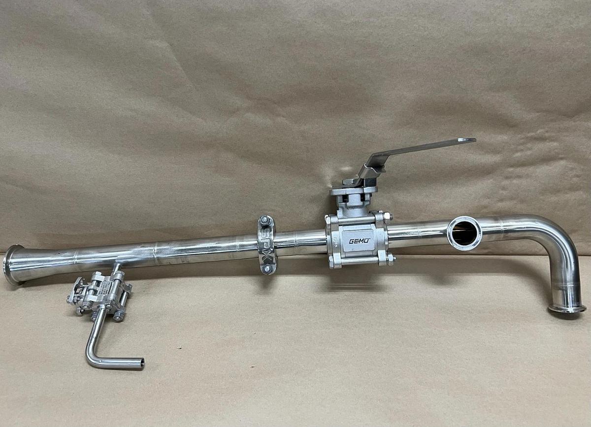 Used Gemü Series 77 Sanitary SS Diaphragm Valve Tri-Clamp Pipe Assembly