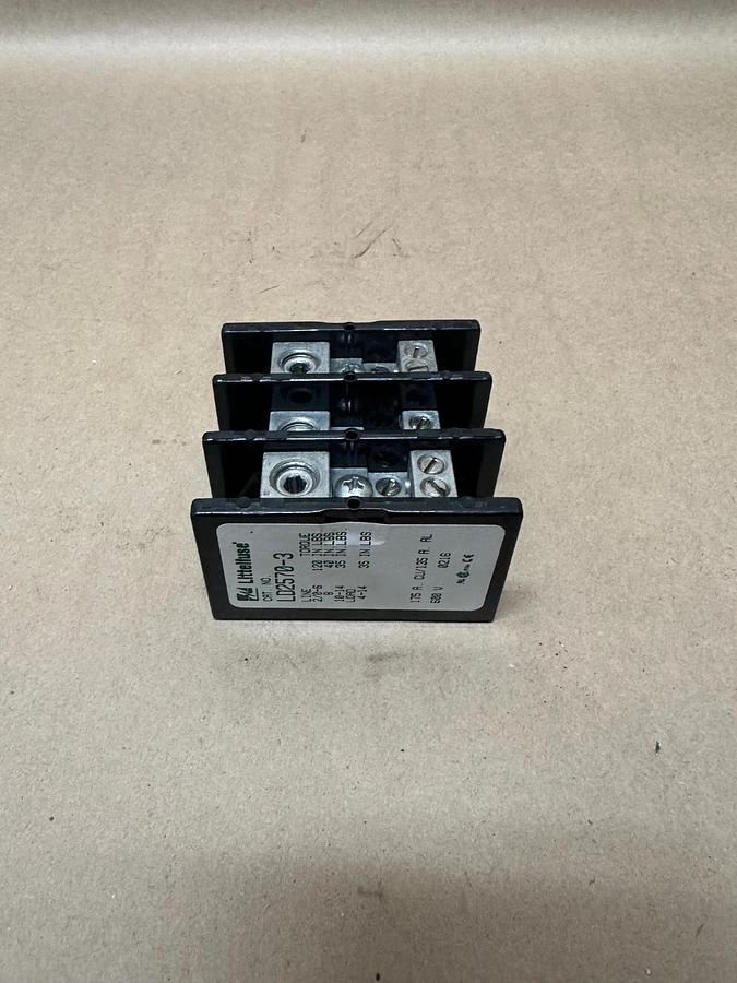 Used Littelfuse LD2570-3, 3 Pole Fuse Block