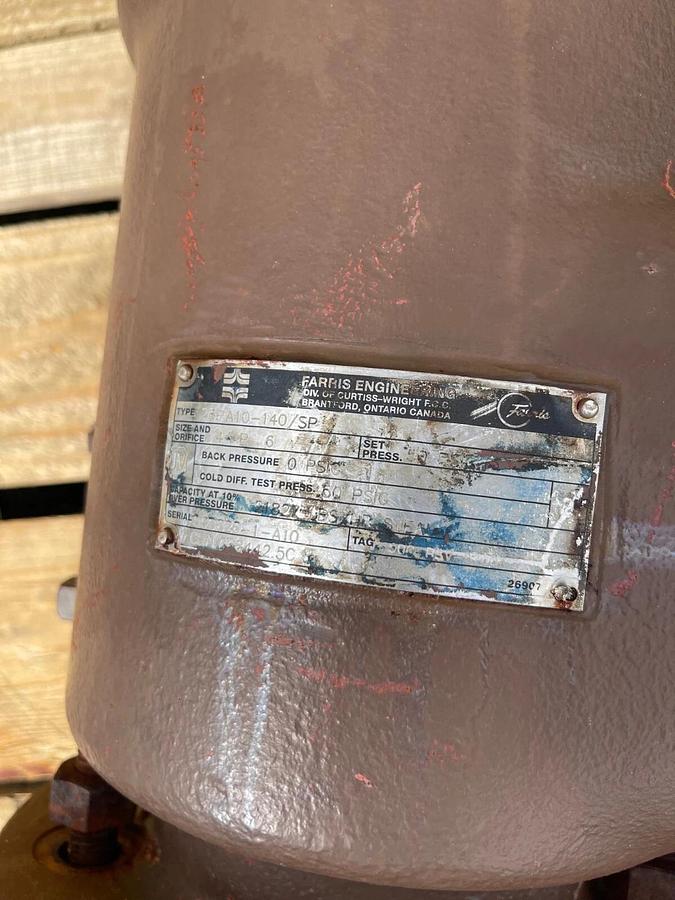 Used Farris Engineering Curtiss Wright, 26PA10-140 S/P Relief Valve 50 psi