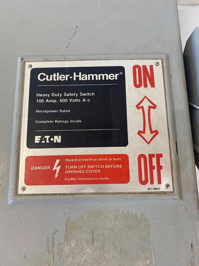 Used Cutler-Hammer DH36UGK 100 Amp Heavy Duty Safety Switch Type 1 Enclosure