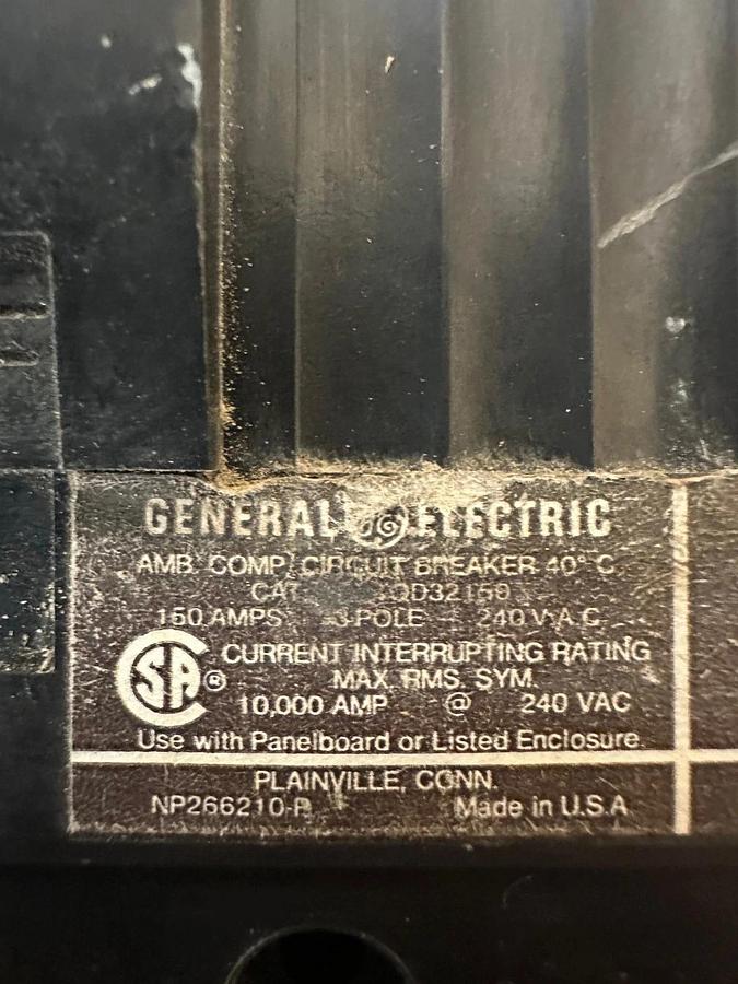 Used General Electric TQD32150 150A 3 Pole Circuit Breaker
