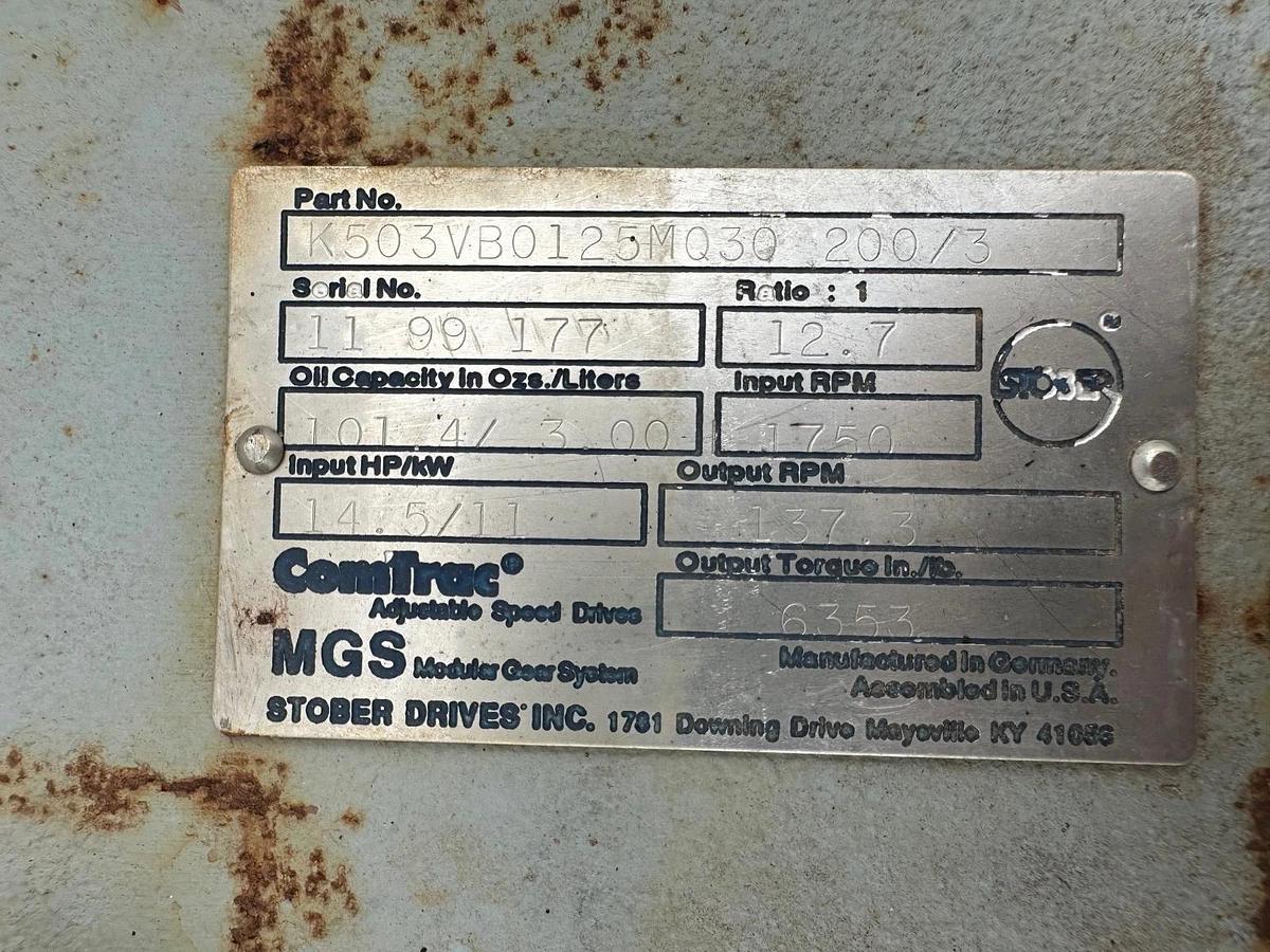 Used Stober Drives Inc. K503VB0125MQ30 12.7:1 Ratio, 1750Rpm Speed Drive