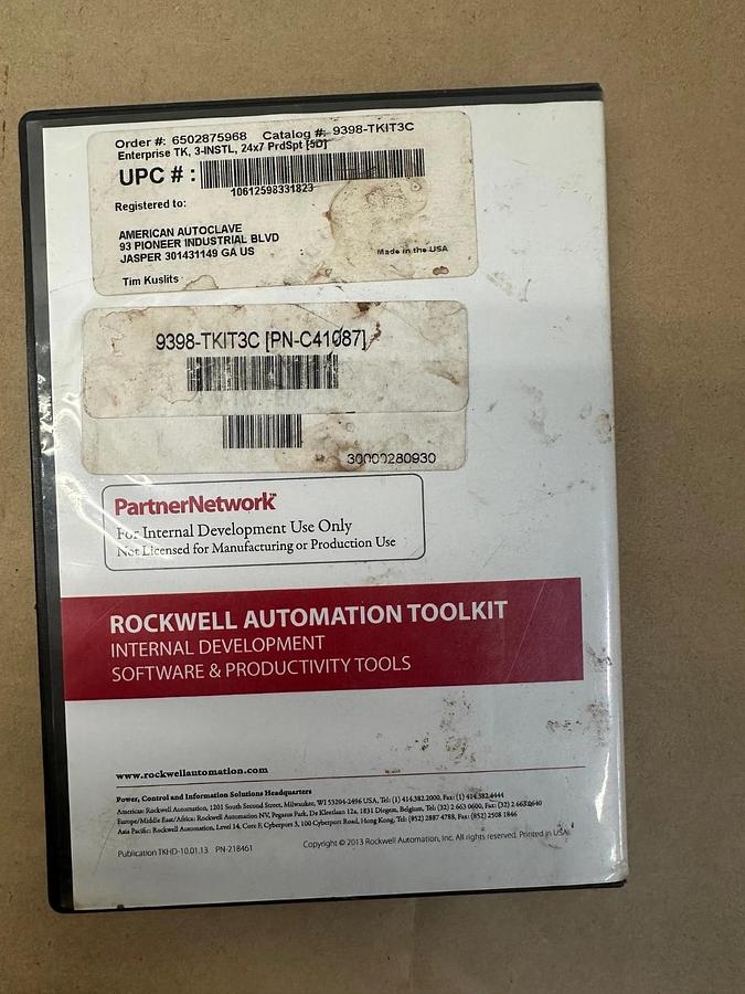 Used Rockwell Automation 9398-TKIT3C Toolkit 2016 500gb