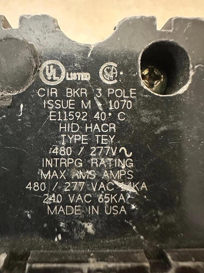 Used General Electric M-1070 30A 3 Pole Circuit Breaker