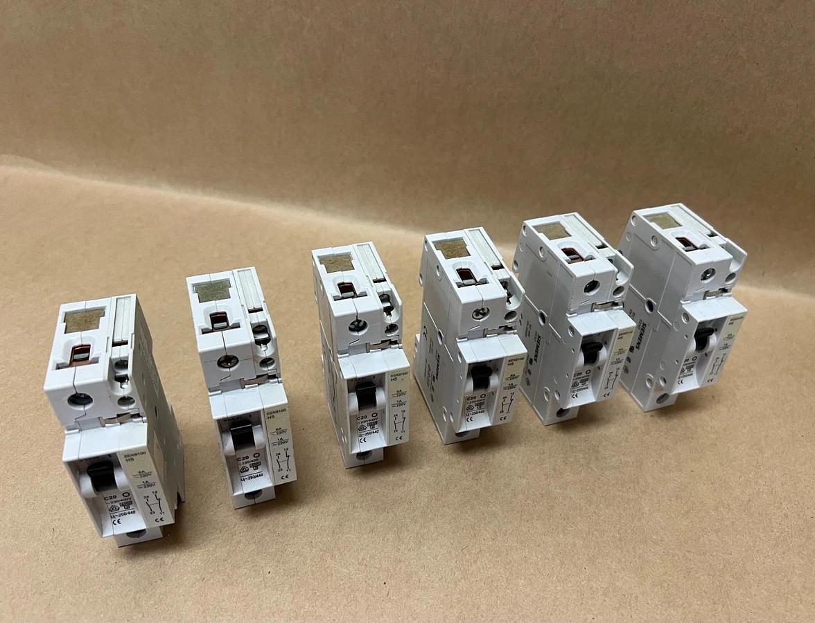 Used Siemens 5SX21 C20, 230/400V, Circuit Breaker - Lot of 6