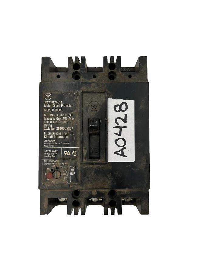 Used Westinghouse Motor Circuit Protector MCP0358, 7A, 3 Pole, 600 VAC
