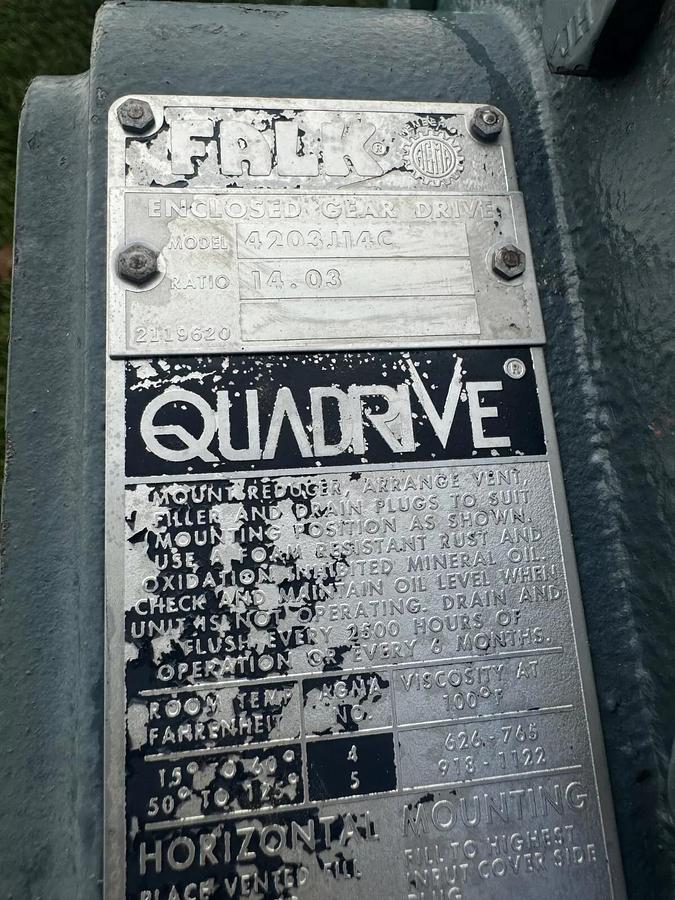 Used Falk 4203J14C Gearbox, 14.03:1 Ratio, 1-5/16” & 3” Shaft