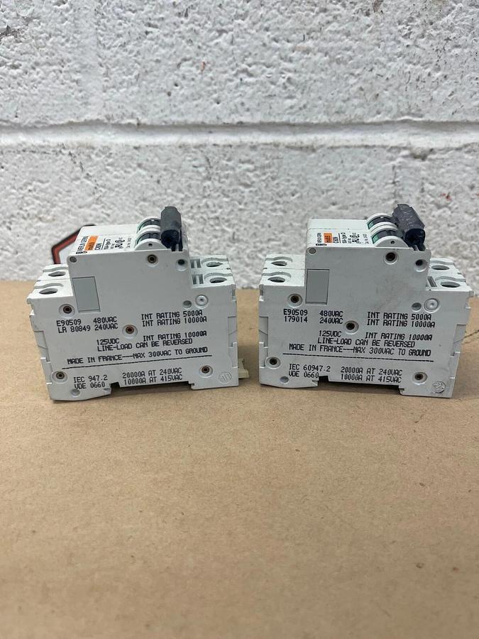 Used Merlin Gerin C60N Multi9, 10A-type D, 480 VAC, Circuit Breaker - Lot of 2