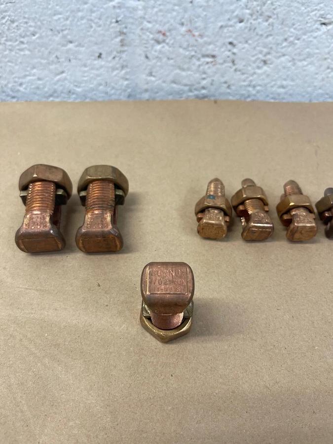 Used Burndy Lot of 7 Copper Split Bolt Connectors, 14-2/0, 14-1/0, 14-2, KS20