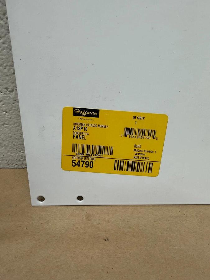Used Hoffman A12P10 Panel Mount Plate for 8-7/8”x10-6/8”