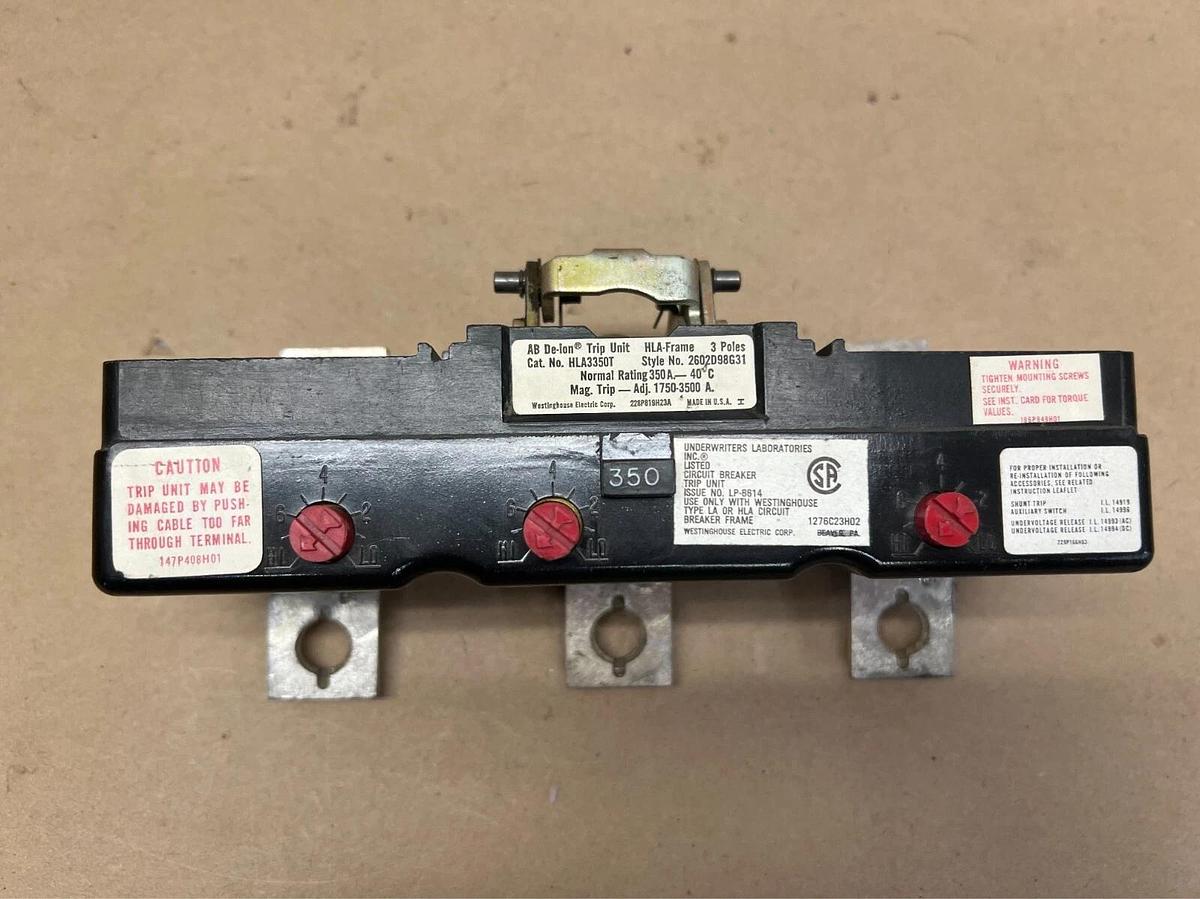 Used Westinghouse HLA3350T AB DE-ION Trip Unit, 3 Pole