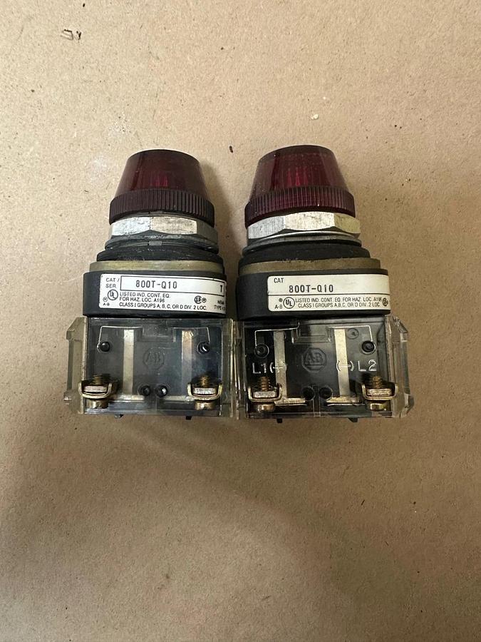 Used Allen Bradley 800T-Q10 Series T Pilot Light Red - Lot of 2