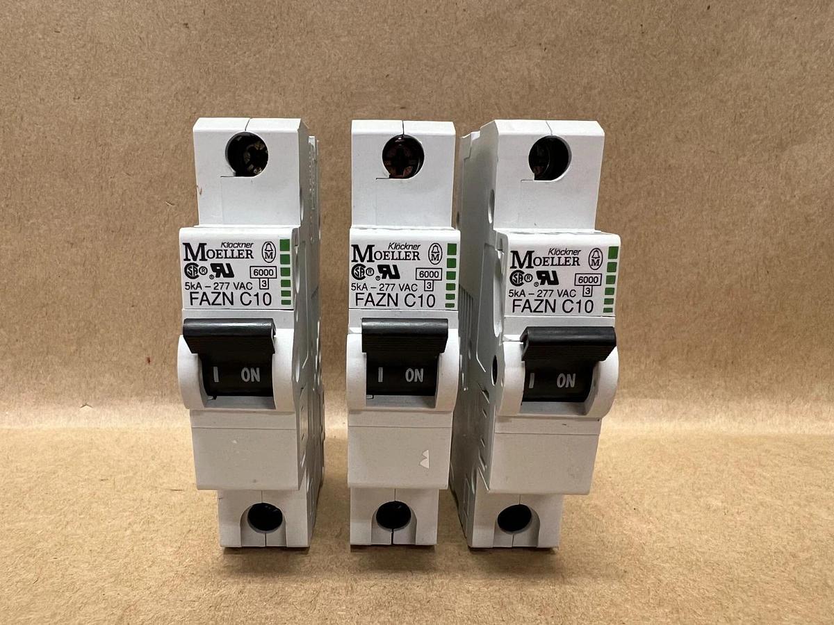 Used Moeller FAZN C10 Circuit Breaker - Lot of 3