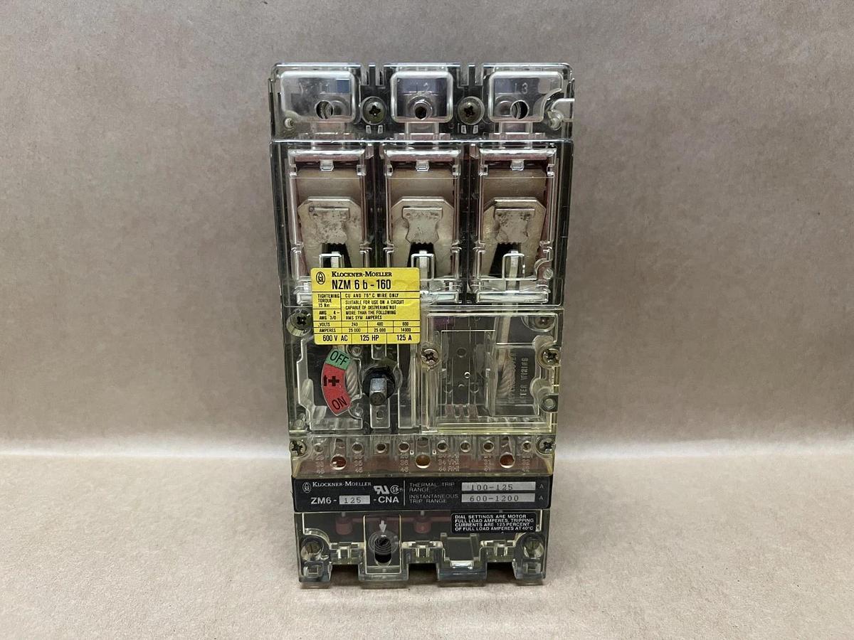 Used Klockner Moeller ZM6-125-CNA NZM 6b-160 600VAC, 125HP, 125A Circuit Breaker