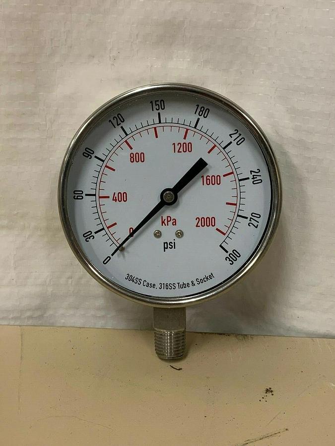 Used Grainger 14FMR2 Pressure Gauge 3-1/2” 0-300 PSI (Lot of 2)