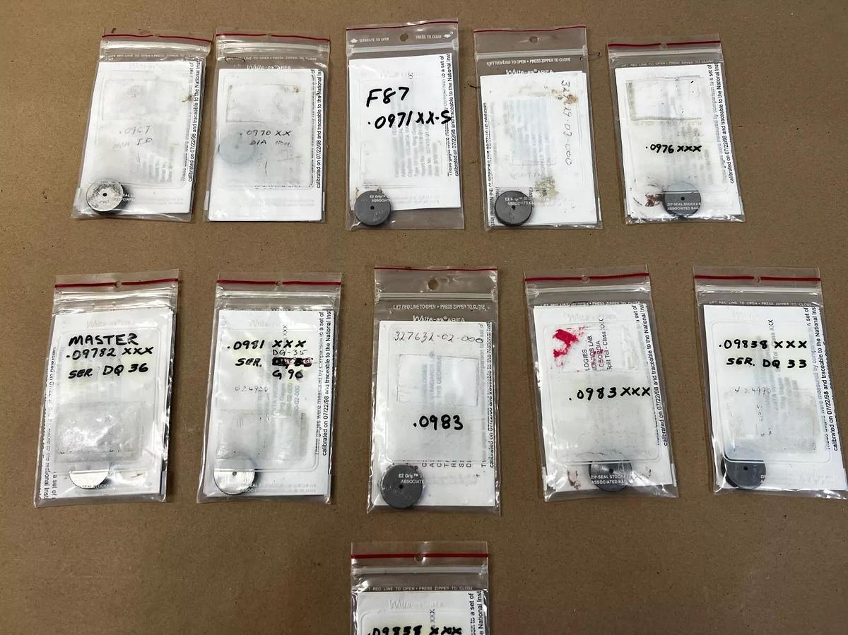 Used Lucent Technologies Calibration Ring Gauge w/ Paperwork - Lot of 11