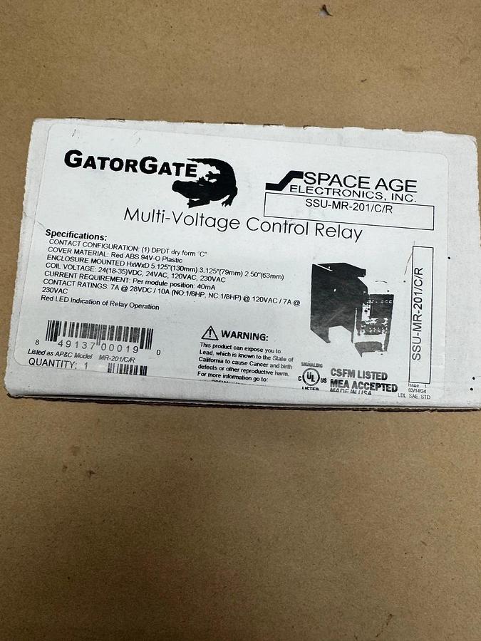 Used Gatorgate SSU-MR-201/C/R Multivoltage Control Relay *NEW*