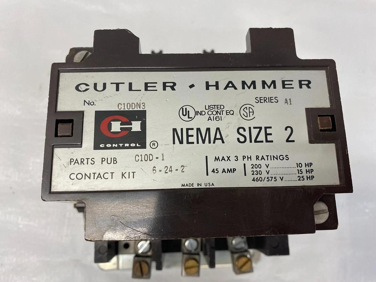 Used Cutler-Hammer C10D-1 Nema Size 2 Contact Kit Max 3 PH 45 Amp