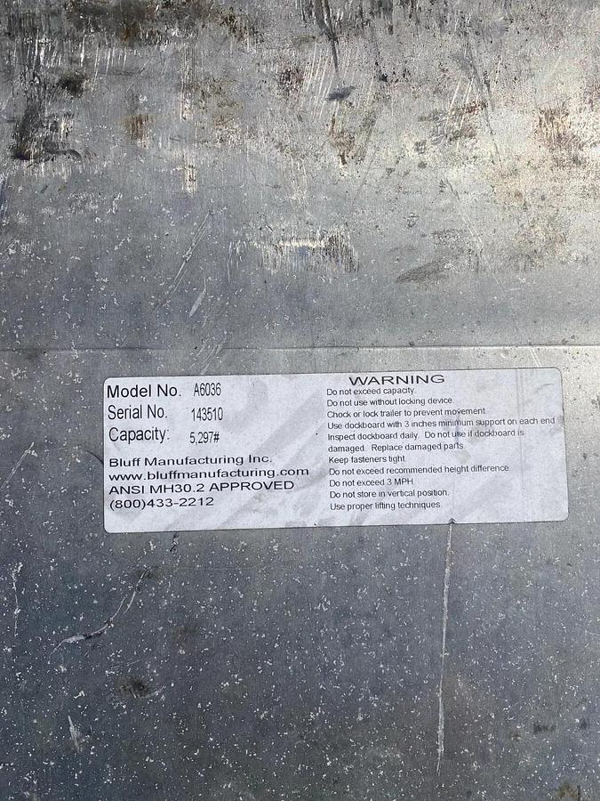 Used Bluff A6036 Aluminum Dock Board, 4800 LB capacity