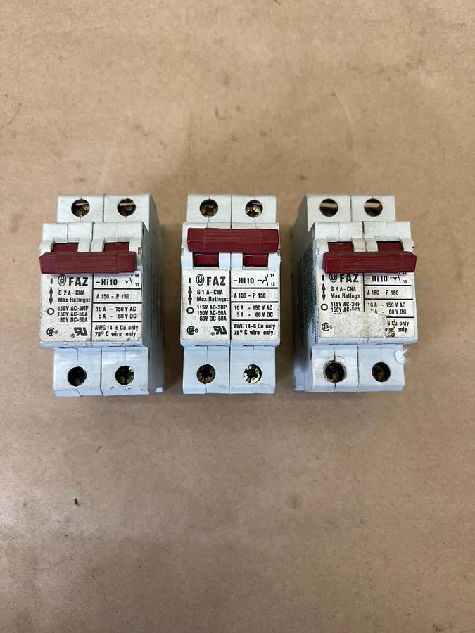 Used Klockner-Moeller FAZ-Hi10 Circuit Breaker - Lot of 3