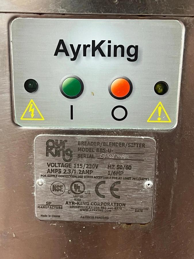 Used Ayrking BBS-U Table Breader/Blender/Sifter 1/6Hp, 2.3/1.2A, 115/230V