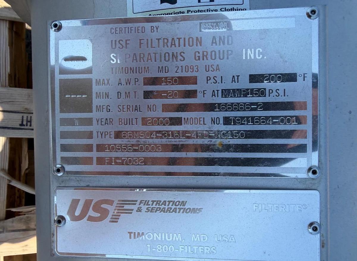 Used USF Filtration T941664-001 Liquid Filtration Vessel