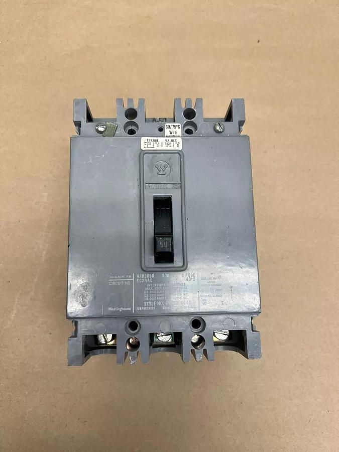 Used Westinghouse HFB3050 50A, 3 Pole Circuit Breaker