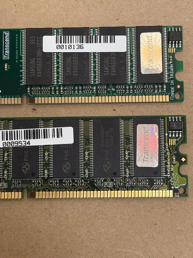 Used Transcend E186014 512MB DDR333 DIM 2.5-3-3 Ram - Lot of 2