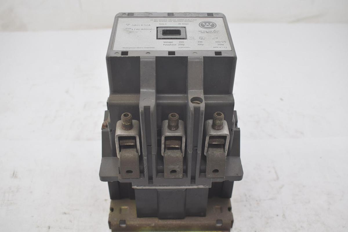 Used Westinghouse A201K3CA Size 3 Starter Contactor, 200-230-460/575 V, 25-30-50Hp
