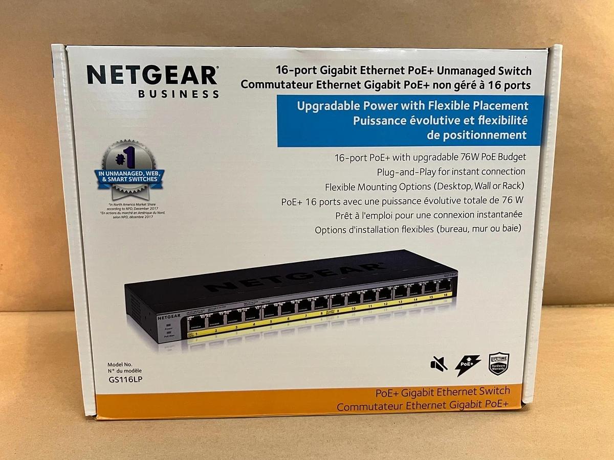Used Netgear GS116LP 16-Port Gigabit Ethernet PoE + Unmanaged Switch *NEW*