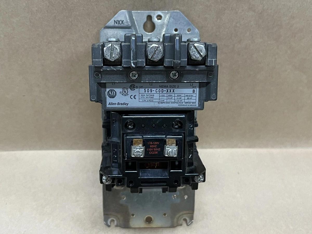 Used Allen Bradley 509-C0D-XXX Nema Size 2, Ser B, 3Ph Motor Starter