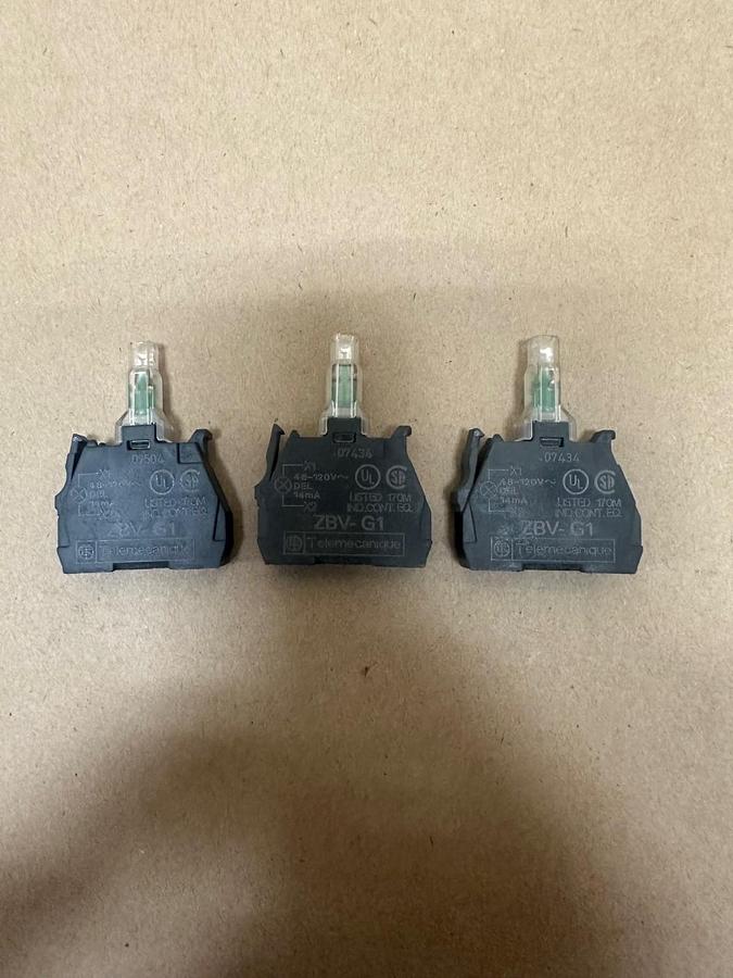 Used Telemecanique ZBV-G1 Green Light Module - Lot of 3